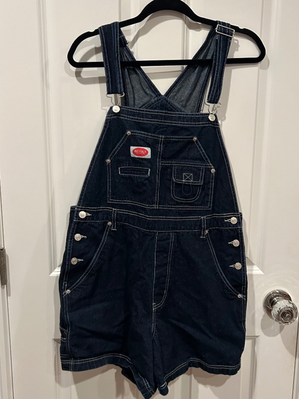 Revolt 100% Cotton Dark Wash Overall Shorts